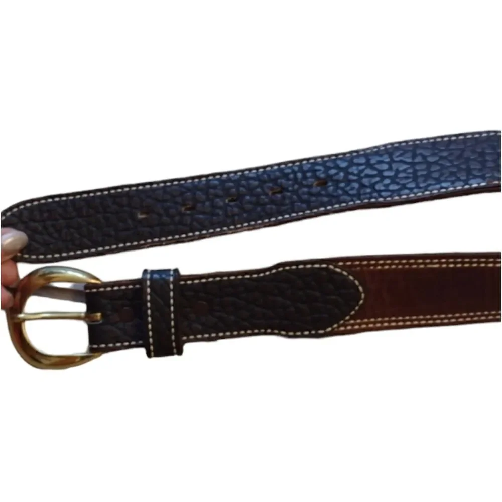 Solid bronze and leather GLO belt Brown Size 28
